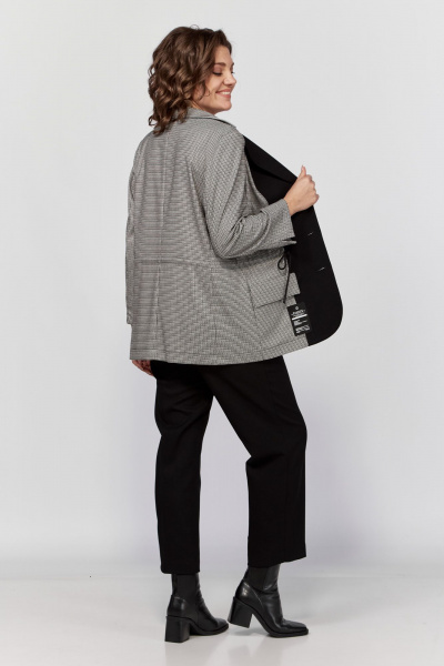 Демисезонный костюм из текстиля с прямыми брюками и жакетом ALEZA 1232 черный - фото 4