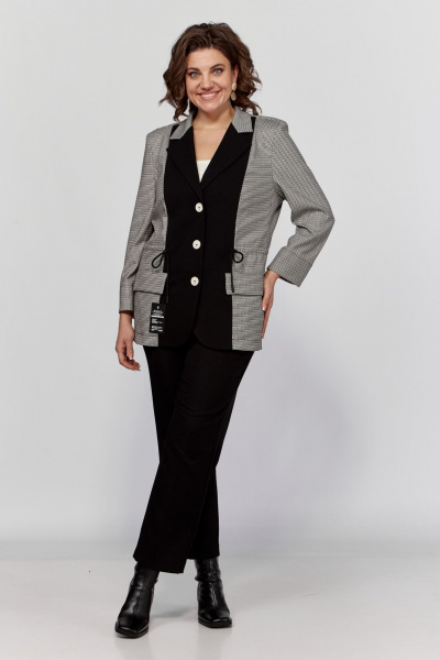 Демисезонный костюм из текстиля с прямыми брюками и жакетом ALEZA 1232 черный - фото 3