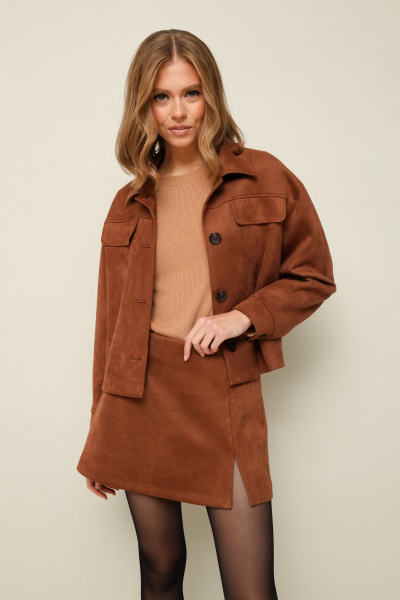 Жакет и мини-юбка из экозамши с разрезами PUR PUR 11-327 - фото 3