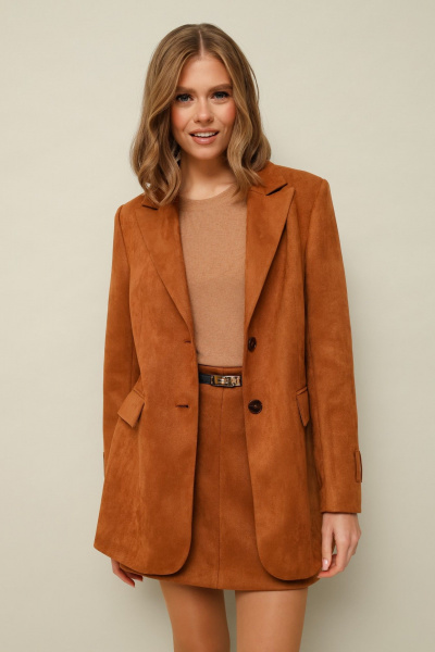 Комплект из жакета и мини-юбки-шорт из экозамши PUR PUR 11-336 - фото 3