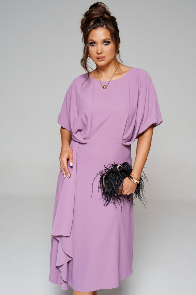 Нарядное платье прямого силуэта длиной до колен из трикотажа Beautiful&Free 6215 пудра - фото 4