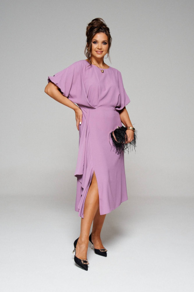 Нарядное платье прямого силуэта длиной до колен из трикотажа Beautiful&Free 6215 пудра - фото 1