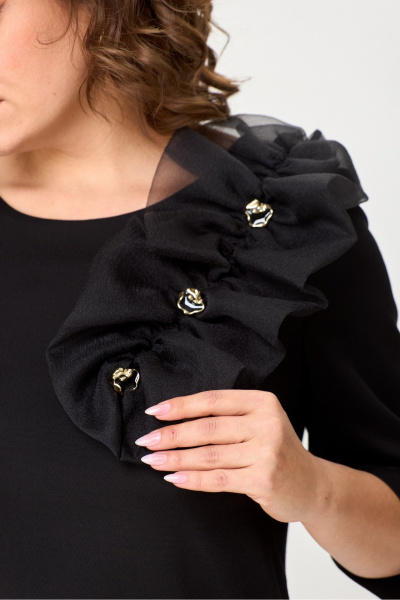 Платье черного цвета длиной 95 см из текстиля DaLi 7006 чёрное - фото 3