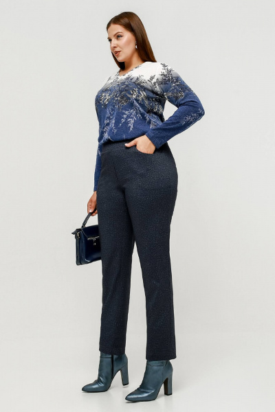 Брюки зауженные из трикотажа с широкой резинкой и высокой посадкой La rouge 8061 джинсовый - фото 2