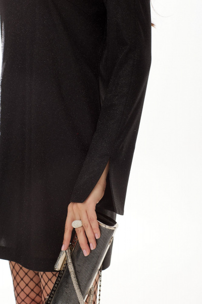 Мини-платье черного цвета из трикотажного текстиля с разрезом Твой имидж 2014 черный - фото 6