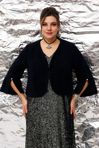 Болеро из текстиля, утепленное, нарядное на любой случай Anelli 1445 черный_жемчуг - фото 3