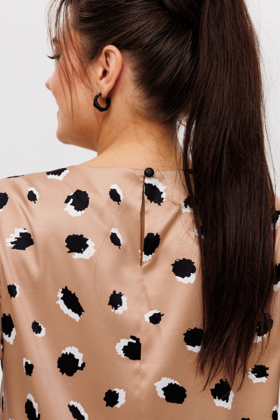 Блуза из текстиля с разрезами на руках и эластичным поясом Anelli 1355 латте_макиате - фото 5