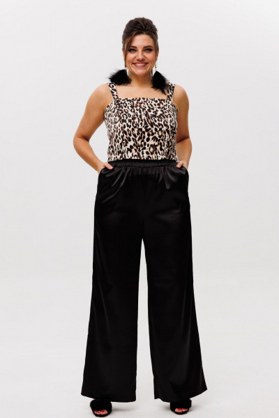 Топ из атласа с бретелями и универсальным стилем Anelli 1429 светлый_лео - фото 8