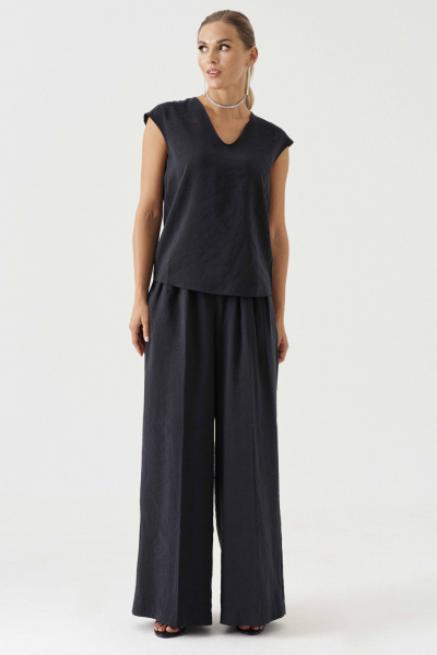 Блузка из вискозы без рукавов классика для летнего сезона Панда 182743w черный - фото 1