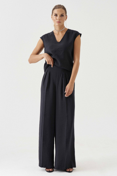 Блузка из вискозы без рукавов классика для летнего сезона Панда 182743w черный - фото 2