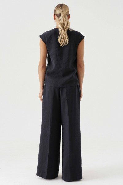 Блузка из вискозы без рукавов классика для летнего сезона Панда 182743w черный - фото 3