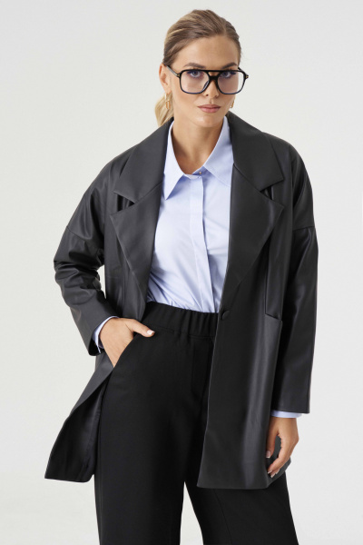 Жакет демократичного стиля из текстиля для повседневности Панда 182933w черный - фото 2