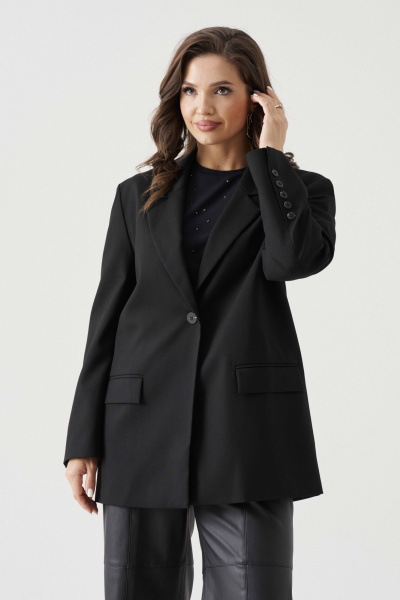 Жакет из поливискозы классический прямого силуэта Панда 188033w черный - фото 1