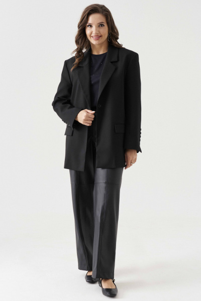 Жакет из поливискозы классический прямого силуэта Панда 188033w черный - фото 2