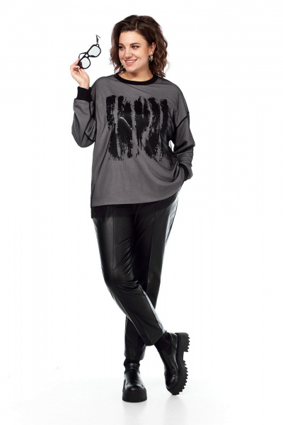 Брюки и джемпер классический из трикотажа и экокожи Jurimex 3231 - фото 6