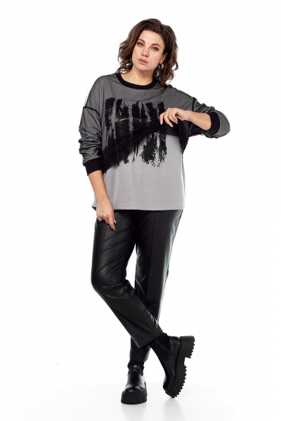 Брюки и джемпер классический из трикотажа и экокожи Jurimex 3231 - фото 5