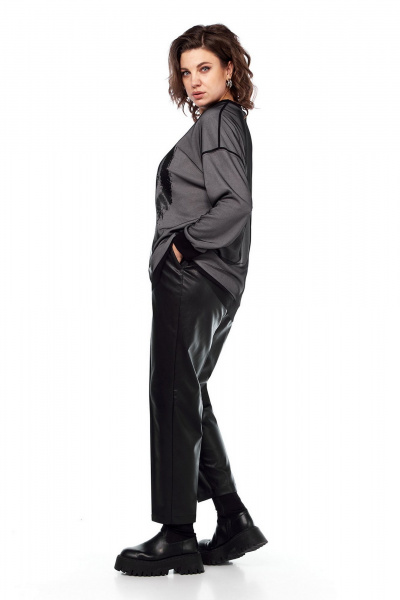 Брюки и джемпер классический из трикотажа и экокожи Jurimex 3231 - фото 4