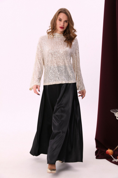 Черная макси юбка солнце с узким поясом и карманами NikVa 813-1 чёрный - фото 5