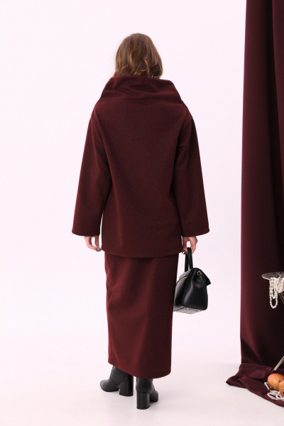 Джемпер с воротником хомут и вставками из отделочной ткани NikVa 906-1 винный+чёрный - фото 2