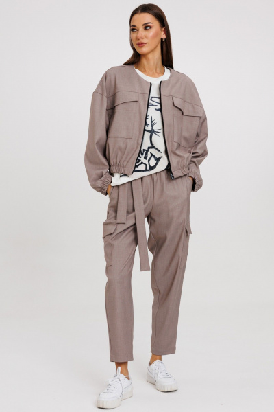 Жакет из хлопка с ремнём и застежкой-молнией для ежедневного стиля Kivviwear 4207.05 - фото 3