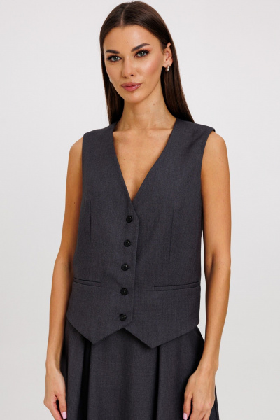 Жилет классический из костюмной ткани с прорезными карманами Kivviwear 4234.04 - фото 3
