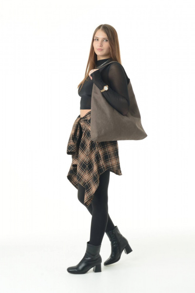 Коричневая сумка из искусственной замши с большим пространством MT.Style BAG/\ brown-velour - фото 5