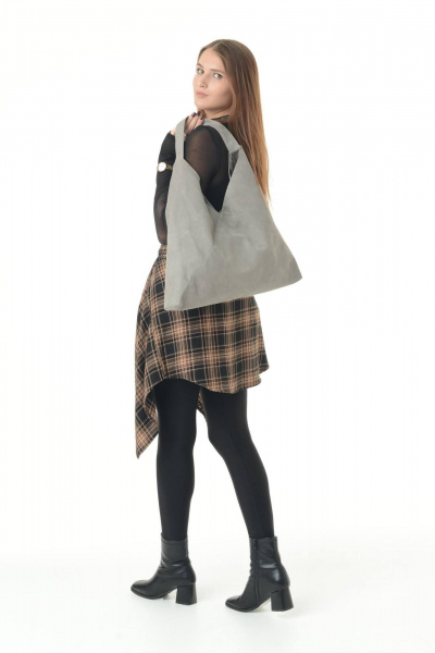 Серая сумка из искусственной замши с вместительным отделением MT.Style BAG/\ grey-velour - фото 6