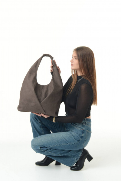 Бежевая сумка из искусственной замши с компактным дизайном MT.Style Gabbi/\ brown-velour - фото 5