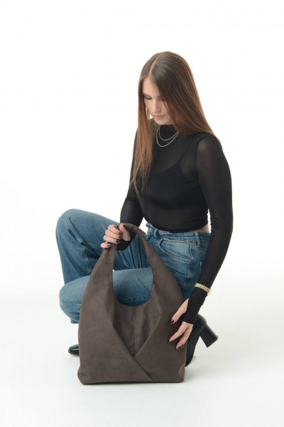 Бежевая сумка из искусственной замши с компактным дизайном MT.Style Gabbi/\ brown-velour - фото 4