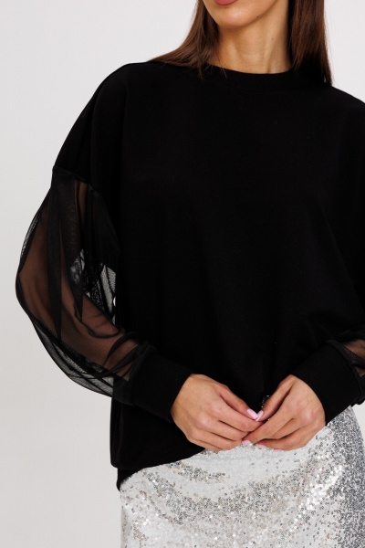 Джемпер из сетки и хлопка с рукавами в нежной воздушной стилистике Kivviwear 4233.01 - фото 7