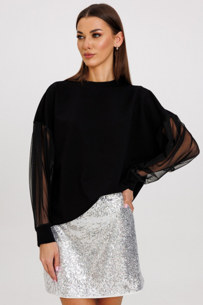 Джемпер из сетки и хлопка с рукавами в нежной воздушной стилистике Kivviwear 4233.01 - фото 6