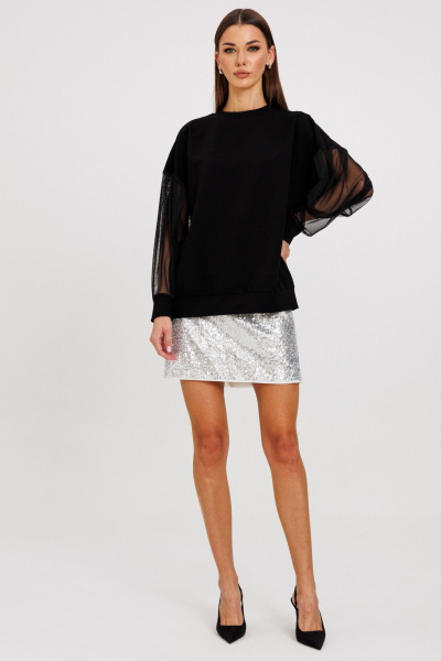 Джемпер из сетки и хлопка с рукавами в нежной воздушной стилистике Kivviwear 4233.01 - фото 2