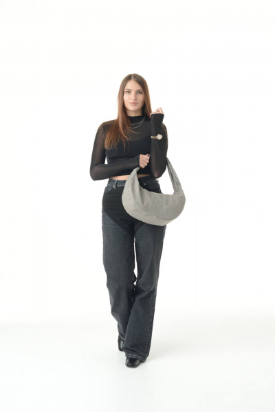 Круглогодичная женская сумка из искусственной замши с карманом MT.Style HOBO grey-velour - фото 4