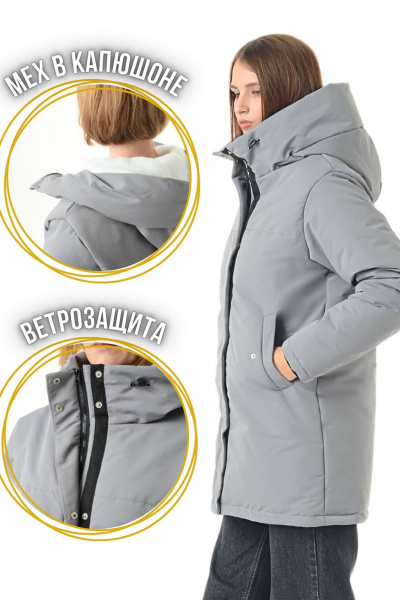 Зимняя оверсайз куртка влагостойкая с меховым капюшоном MT.Style 273493220 - фото 8