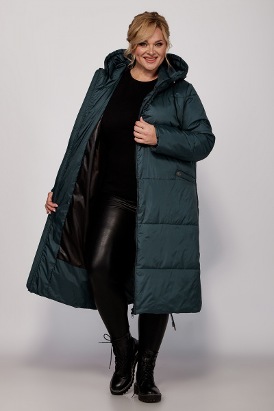 Пальто с капюшоном и наклонными карманами, стёганое утеплённое Algranda А4030-4 - фото 2