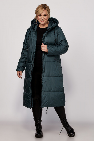 Пальто с капюшоном и наклонными карманами, стёганое утеплённое Algranda А4030-4 - фото 9
