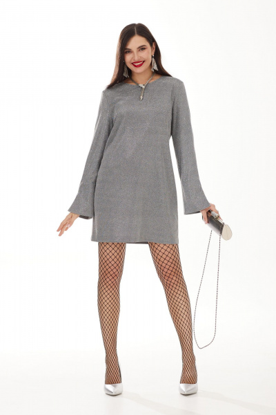 Стильное платье из трикотажа с металлизированными нитями Твой имидж 2013 серебристый - фото 4