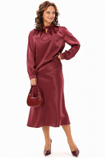 Юбка трапециевидного силуэта из атласа, с высокой талией Angelina & Сompany 1182 - фото 6