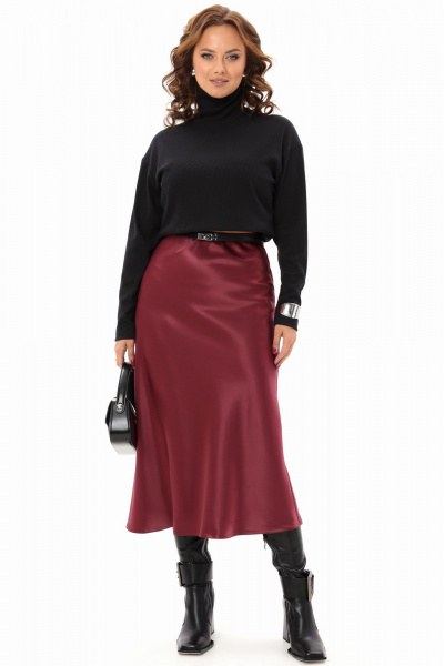 Юбка трапециевидного силуэта из атласа, с высокой талией Angelina & Сompany 1182 - фото 1