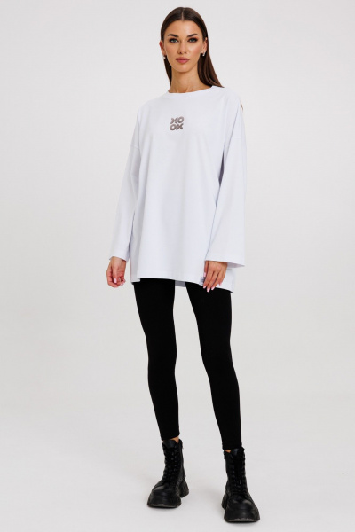 Классический джемпер с яркими принтами и удлинённым рукавом Kivviwear 4246.16 - фото 9