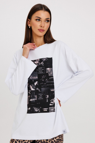 Повседневный джемпер с принтами из трикотажа Kivviwear 4246.17 - фото 4