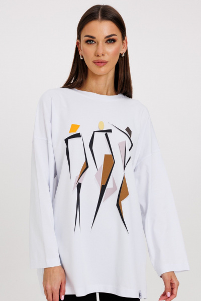 Стильный джемпер с яркими принтами и удлинённым рукавом Kivviwear 4246.18 - фото 7