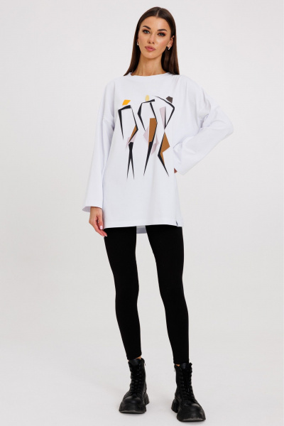 Стильный джемпер с яркими принтами и удлинённым рукавом Kivviwear 4246.18 - фото 3