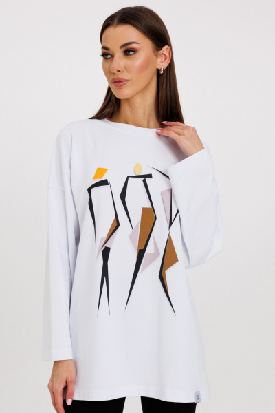 Стильный джемпер с яркими принтами и удлинённым рукавом Kivviwear 4246.18 - фото 1