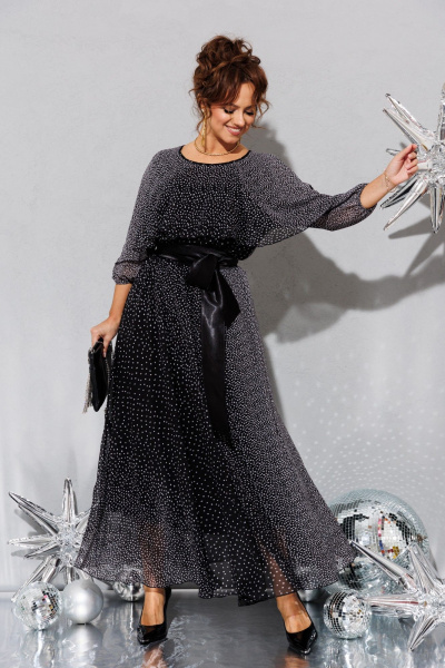 Платье Anastasia 063.2 черно-серый - фото 6