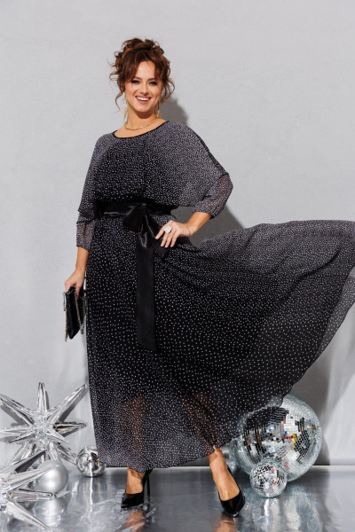 Платье Anastasia 063.2 черно-серый - фото 5