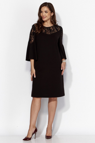 Стильное платье из органзы с кокетками и разрезом TAiER 1326 - фото 1