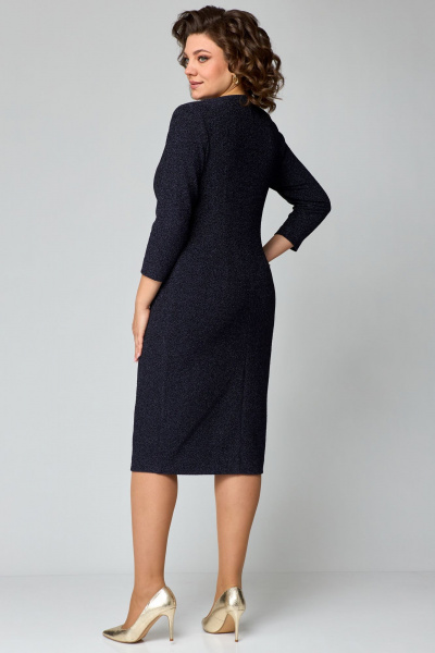 Клубное платье из трикотажа с разрезом и блестящим эффектом Мишель стиль 1234 темно-синий - фото 8