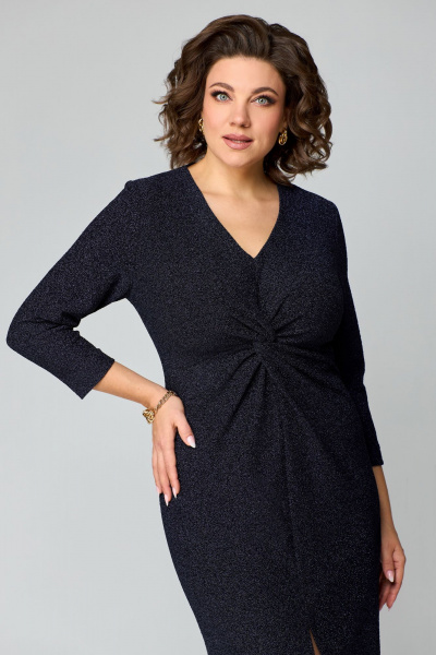 Клубное платье из трикотажа с разрезом и блестящим эффектом Мишель стиль 1234 темно-синий - фото 7