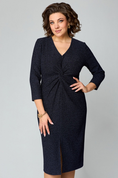 Клубное платье из трикотажа с разрезом и блестящим эффектом Мишель стиль 1234 темно-синий - фото 6